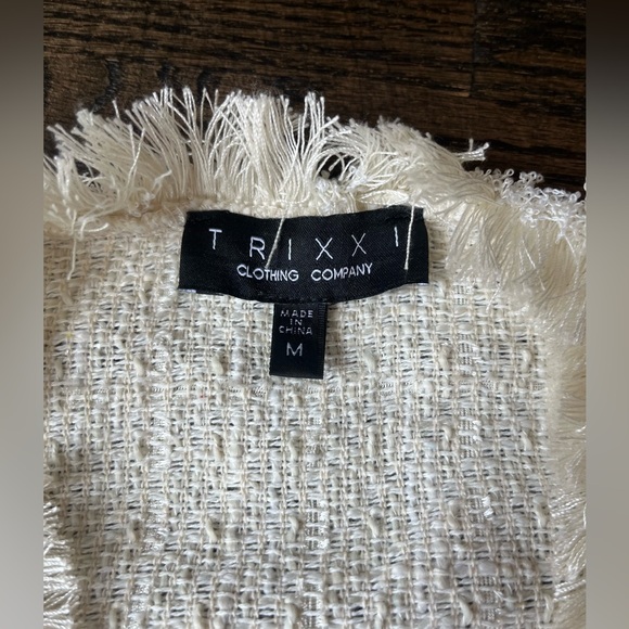 Trixxi Tweed Vest Dress M Cream Fringe Double Breasted Jackie Kennedy Inspired - Picture 6 of 7